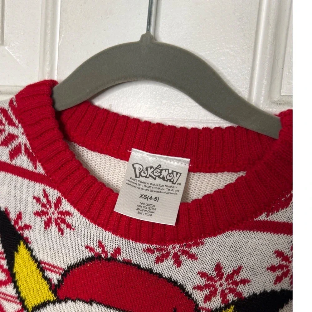 Pokémon Pikachu Holiday Sweater Red Fair Isle Snowflake Ugly Christmas Party XS